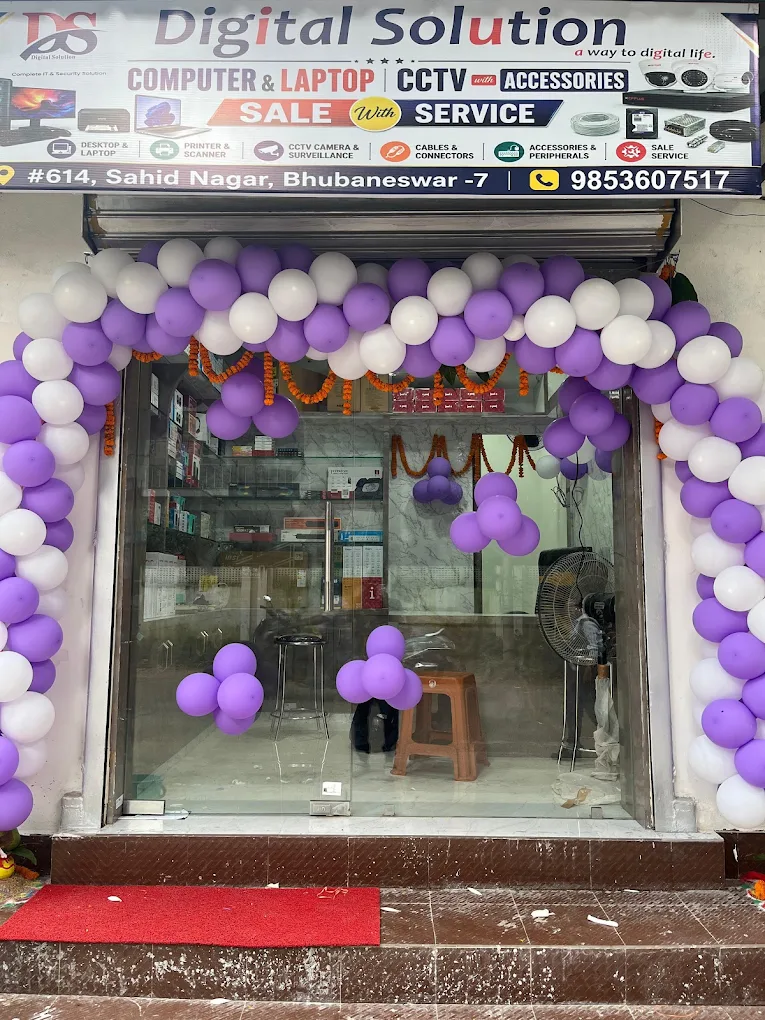 Digital Solution shop exterior decorated for opening
